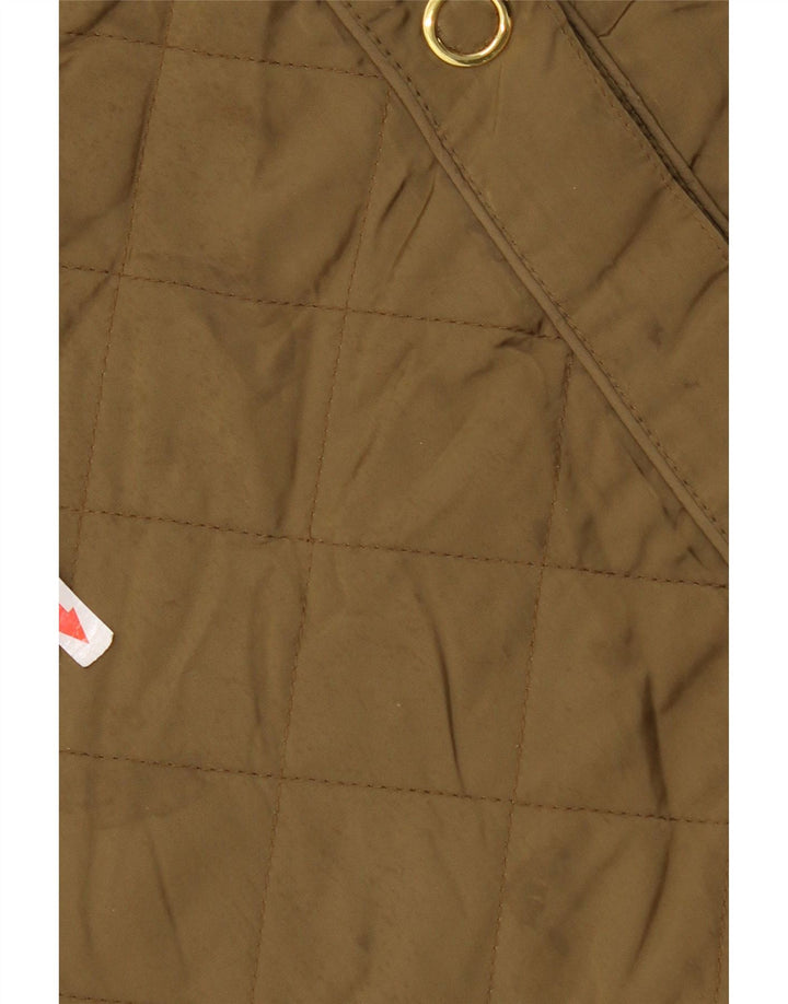 ZARA Quiltet jakke med hætte til kvinder UK 14 Medium Khaki Polyester