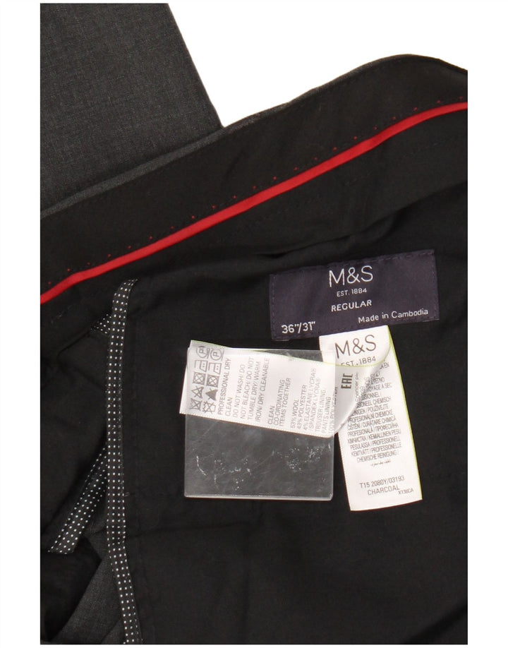 Marks & Spencer Herre Regular Fit Suit Bukser W36 L31 Grå uld