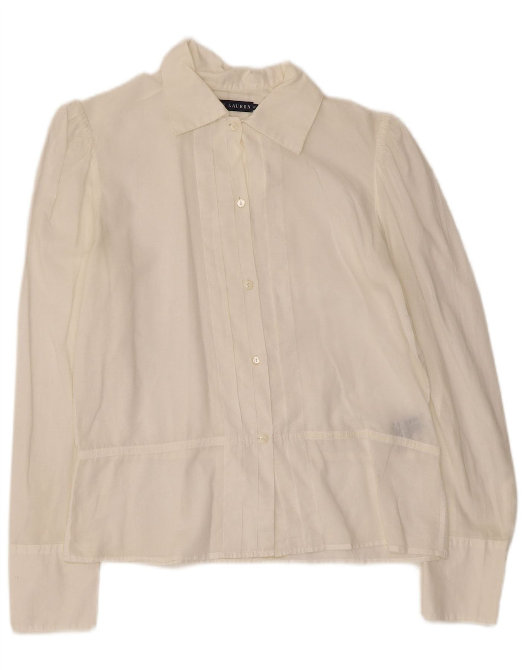 RALPH LAUREN Smokingskjorte til kvinder US 8 Medium Off White Bomuld