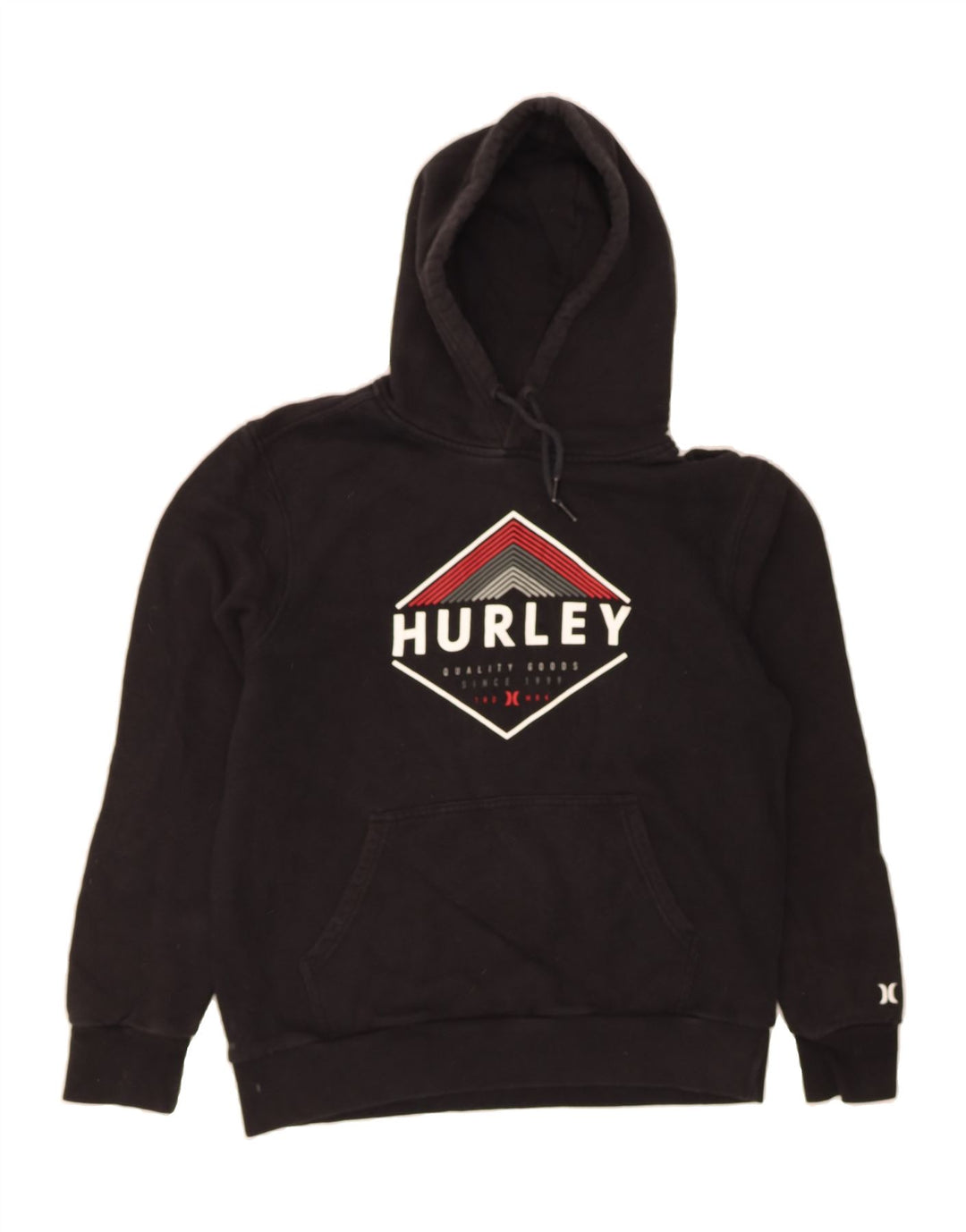 HURLEY Mens Graphic Hoodie Jumper Medium Black Cotton Vintage Hurley and Second-Hand Hurley from Messina Hembry 