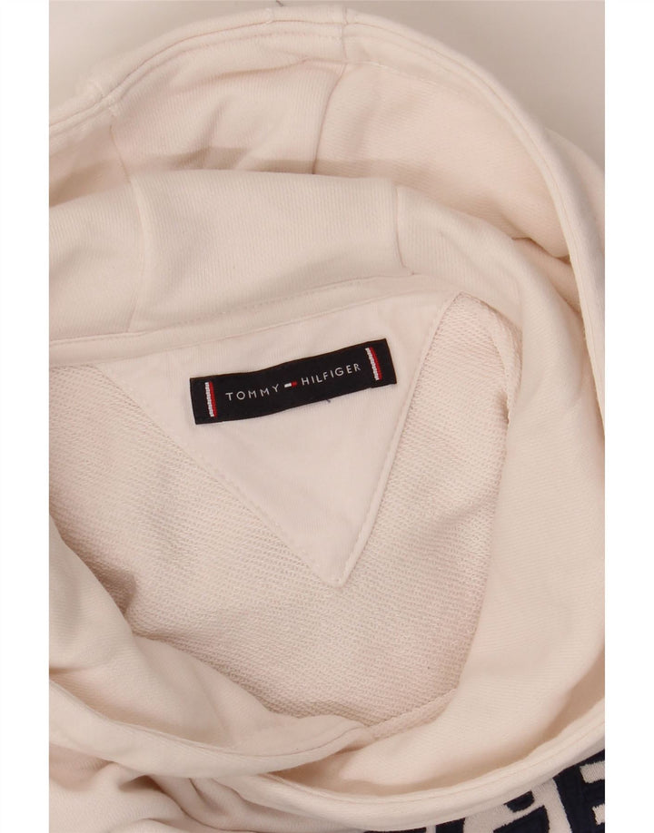 TOMMY HILFIGER Womens Graphic Hoodie Jumper UK 12 Medium White