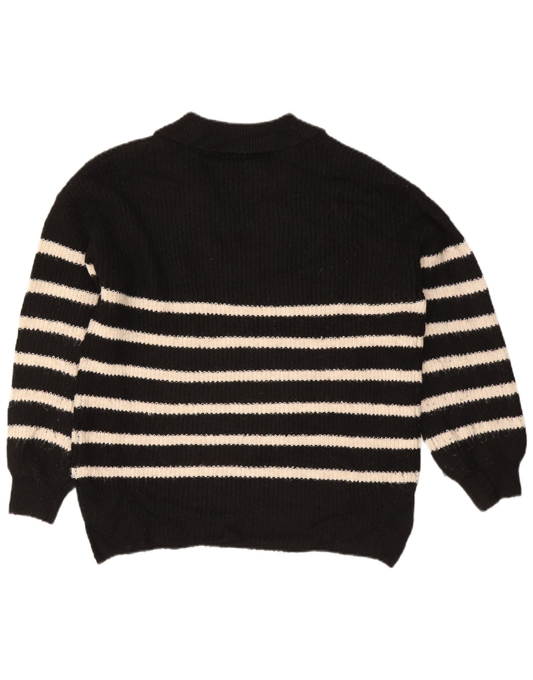 Marks & Spencer Dame Polo Neck Jumper Sweater UK 14 Medium Sort Stribet