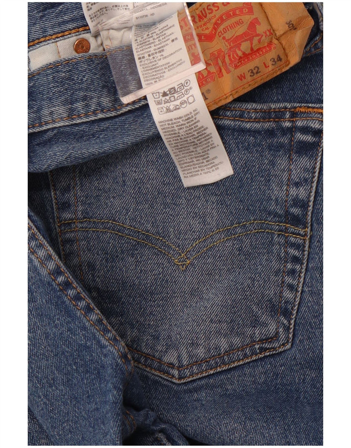 LEVI'S Herre 501 Straight Jeans W32 L34 Blå Bomuld
