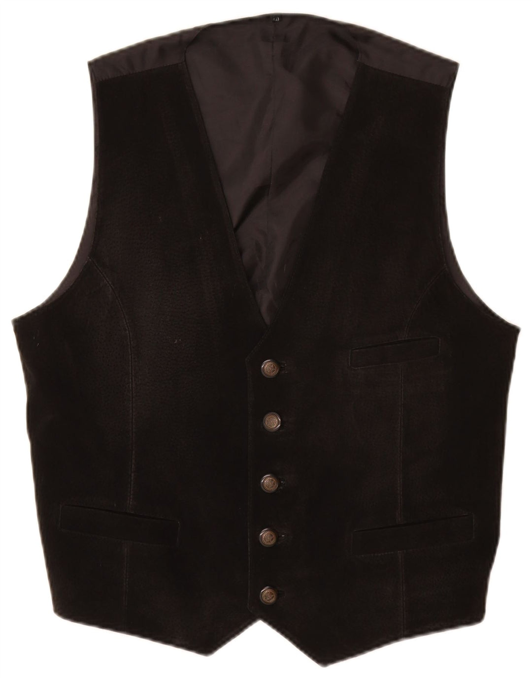 Vintage herre ruskind vest UK 40 medium sort læder