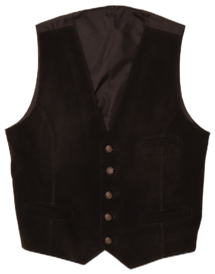 Vintage herre ruskind vest UK 40 medium sort læder