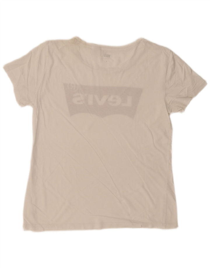 LEVI'S Grafisk T-shirt top til kvinder UK 12 Medium Off White