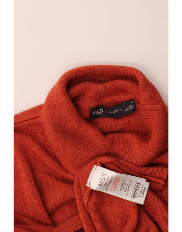 Marks & Spencer Dame Rullehals Sweater UK 8 Lille Rød Akryl