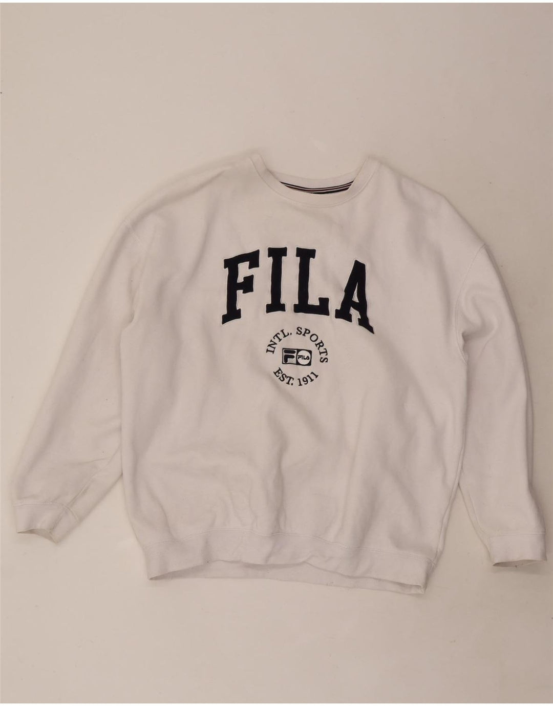 Fila Herre Grafisk Sweatshirt Jumper Stor Hvid Bomuld