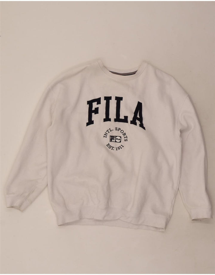 Fila Herre Grafisk Sweatshirt Jumper Stor Hvid Bomuld
