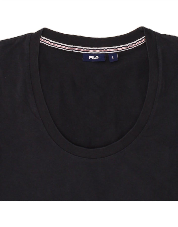 FILA Womens T-Shirt Top UK 14 Large Black Cotton Vintage Fila and Second-Hand Fila from Messina Hembry 