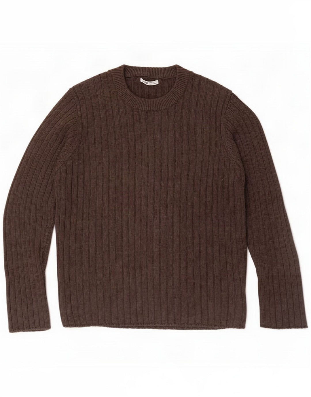 Zara sweater med rund hals til mænd Medium Brun Bomuld