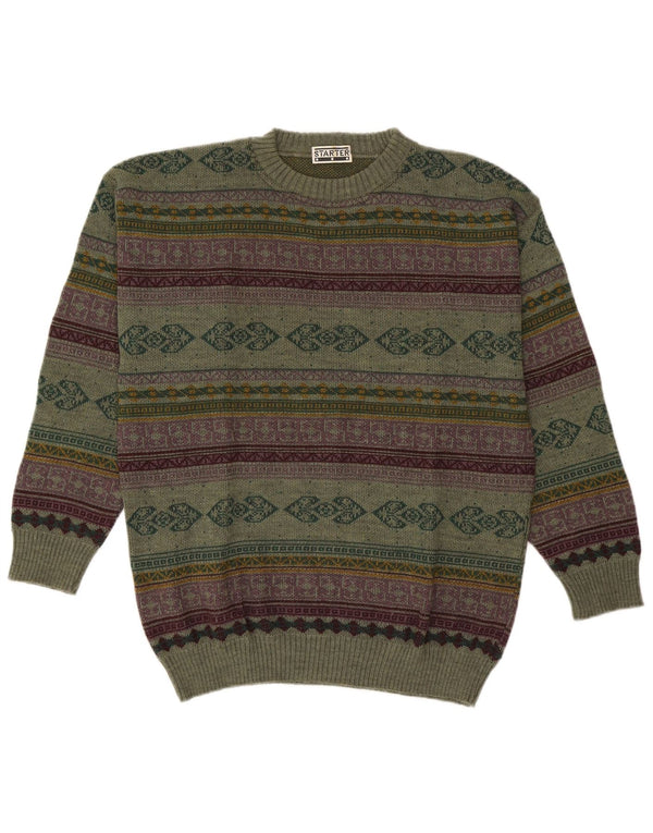 Starter Herre Crew Neck Jumper Sweater XL Grøn Geometrisk Uld