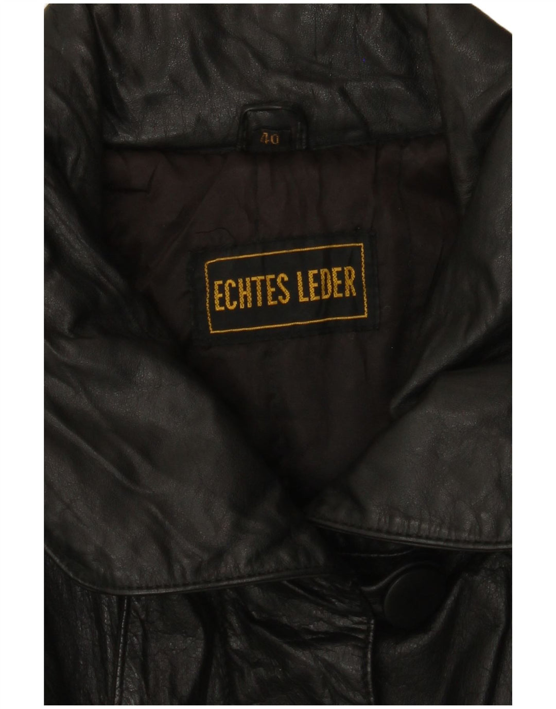 Vintage Dame Loose Fit Læderfrakke EU 40 Medium Sort Læder