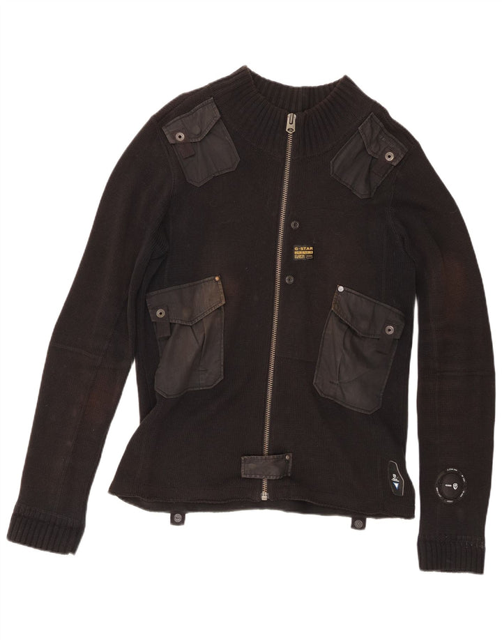 G-Star Herre cardigan sweater med fuld lynlås Medium sort bomuld
