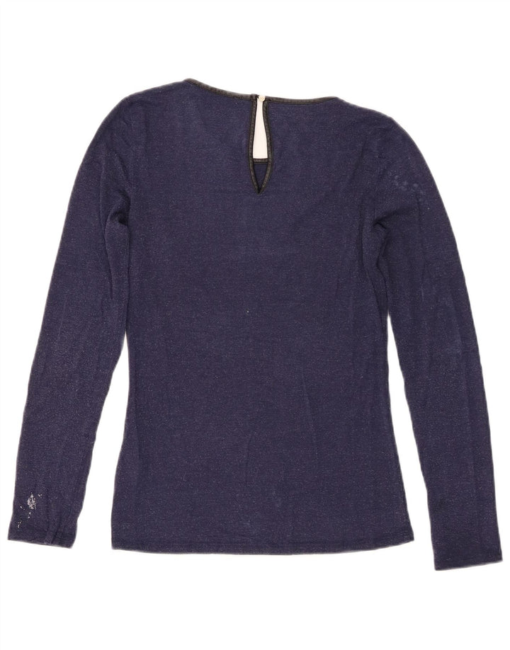 Oasis Dame Top Langærmet UK 6 XS Navy Blue Viscose