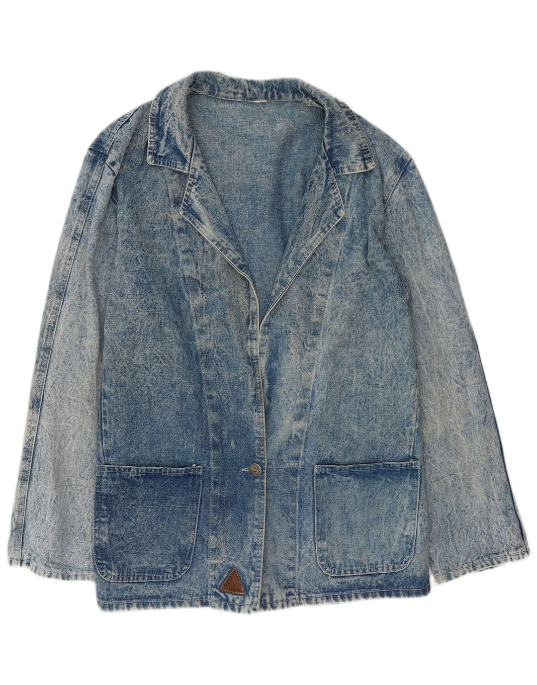 VINTAGE Dame Denim 1 Knap Blazer Jacket UK 16 Large Blue