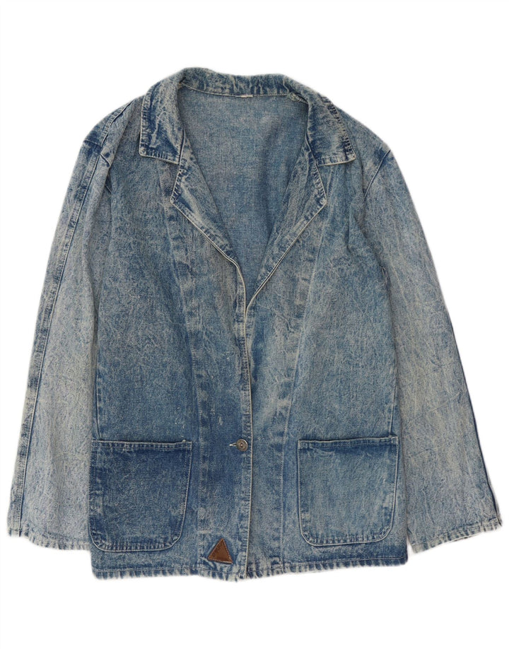 VINTAGE Dame Denim 1 Knap Blazer Jacket UK 16 Large Blue