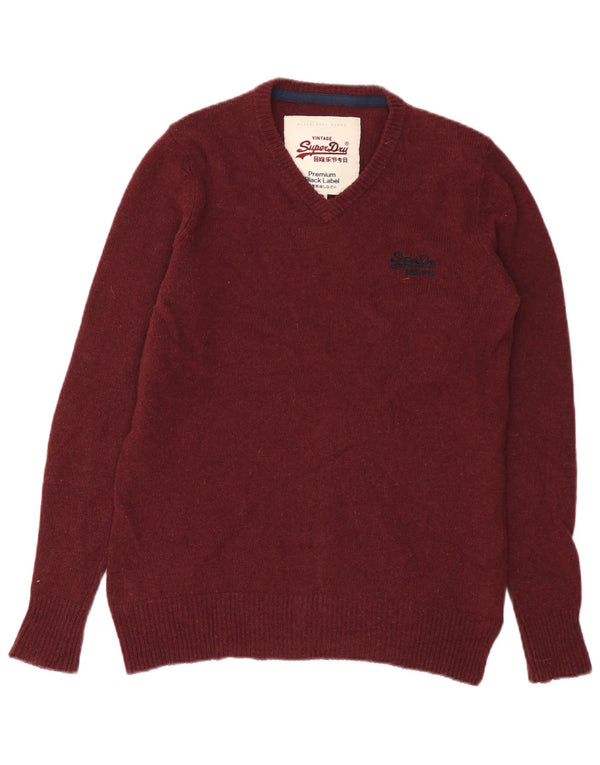 SUPERDRY Herre V-hals sweater Lille Bourgogne lammeuld