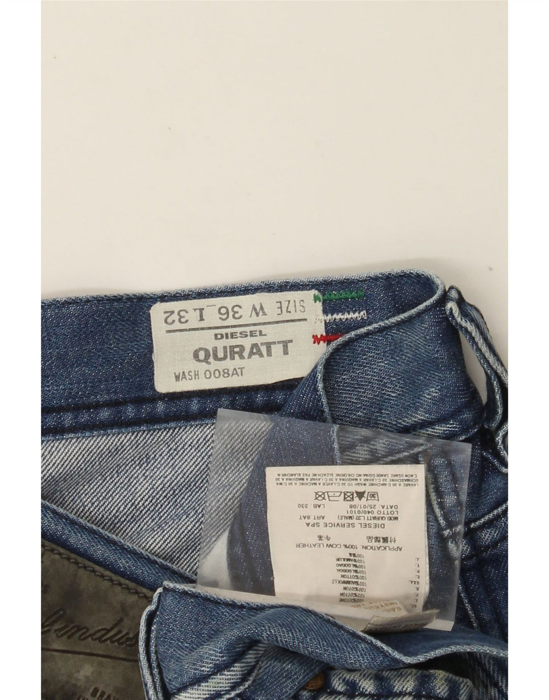 DIESEL Herre Quratt Straight Jeans W36 L32 Blå Bomuld