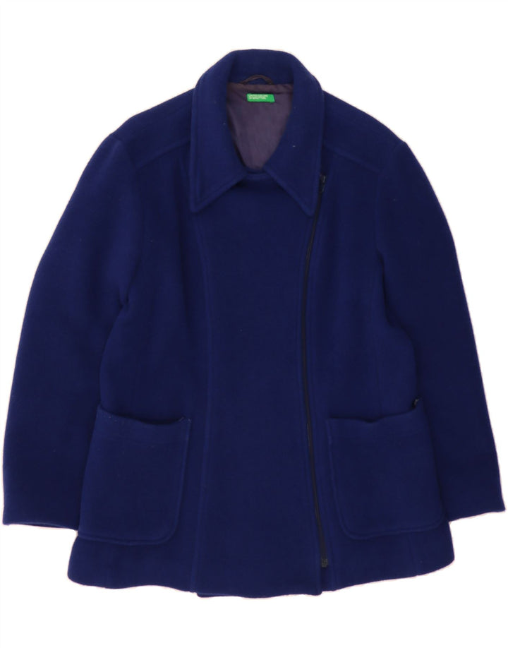 BENETTON Womens Overcoat UK 16 Large Navy Blue Wool Vintage Benetton and Second-Hand Benetton from Messina Hembry 