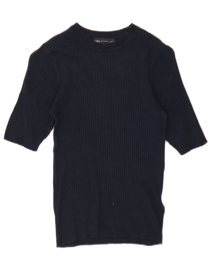 Marks & Spencer Dame Boat Neck Jumper Sweater UK 8 Small Navy Blue