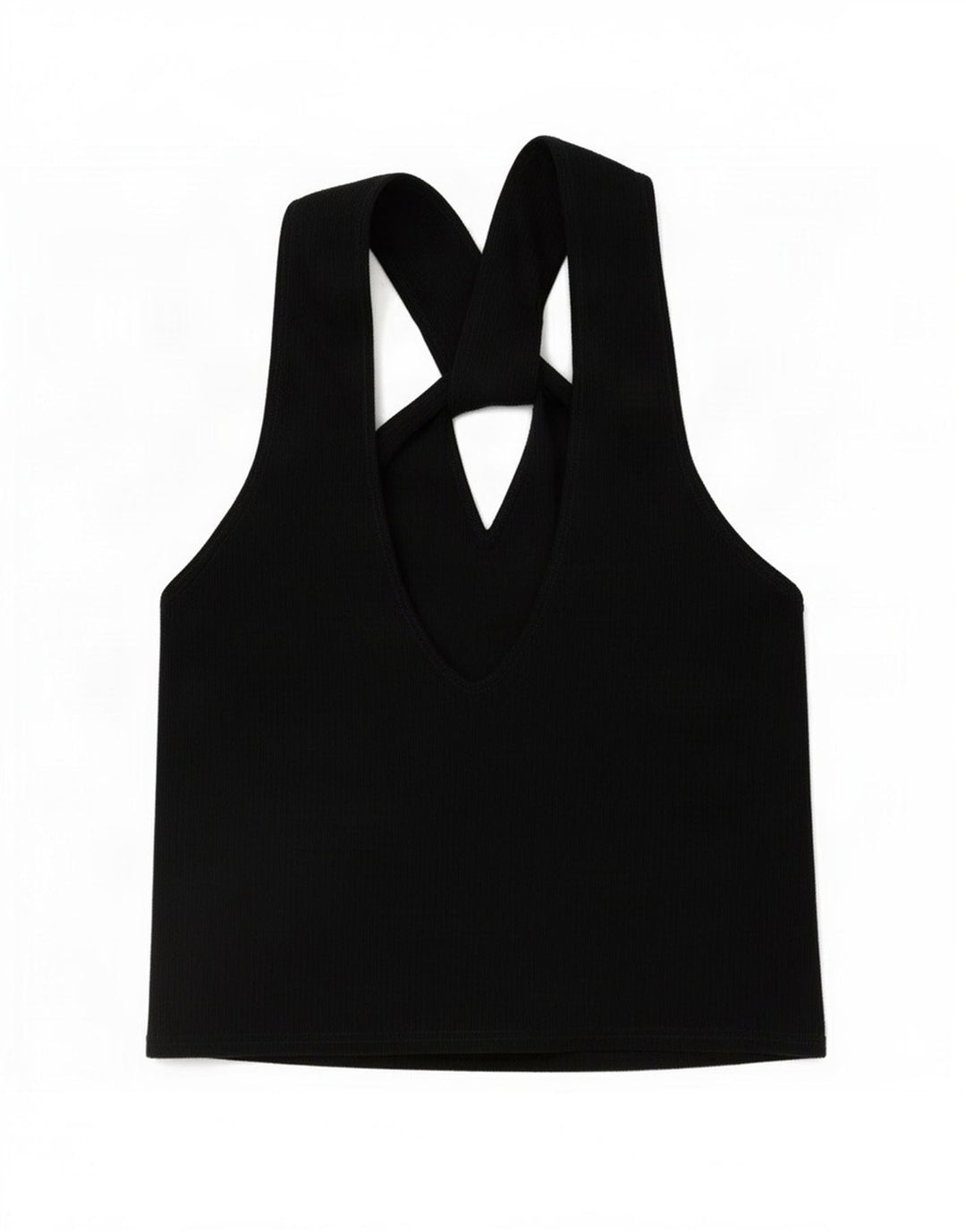 Zara Womens Crop Halter Top UK 14 Large Black