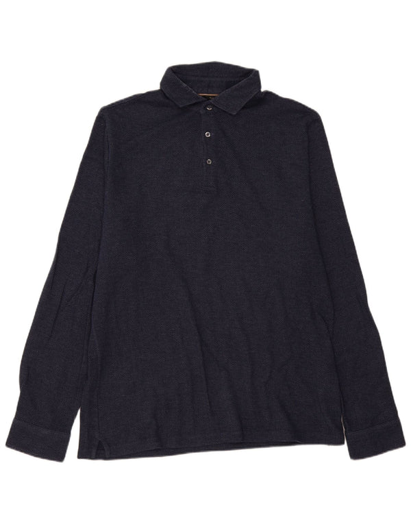 Massimo Dutti Langærmet Rugby Polo Shirt XL Marineblå Herringbone