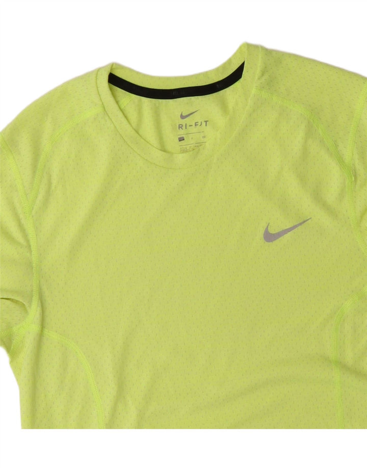 Nike Herre Dri Fit T-Shirt Top Lille Gul