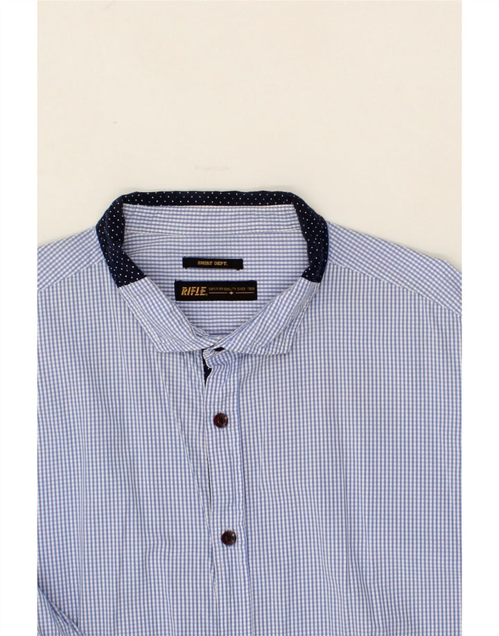 RIFLE Mens Shirt Large Blue Gingham Cotton Vintage Rifle and Second-Hand Rifle from Messina Hembry 