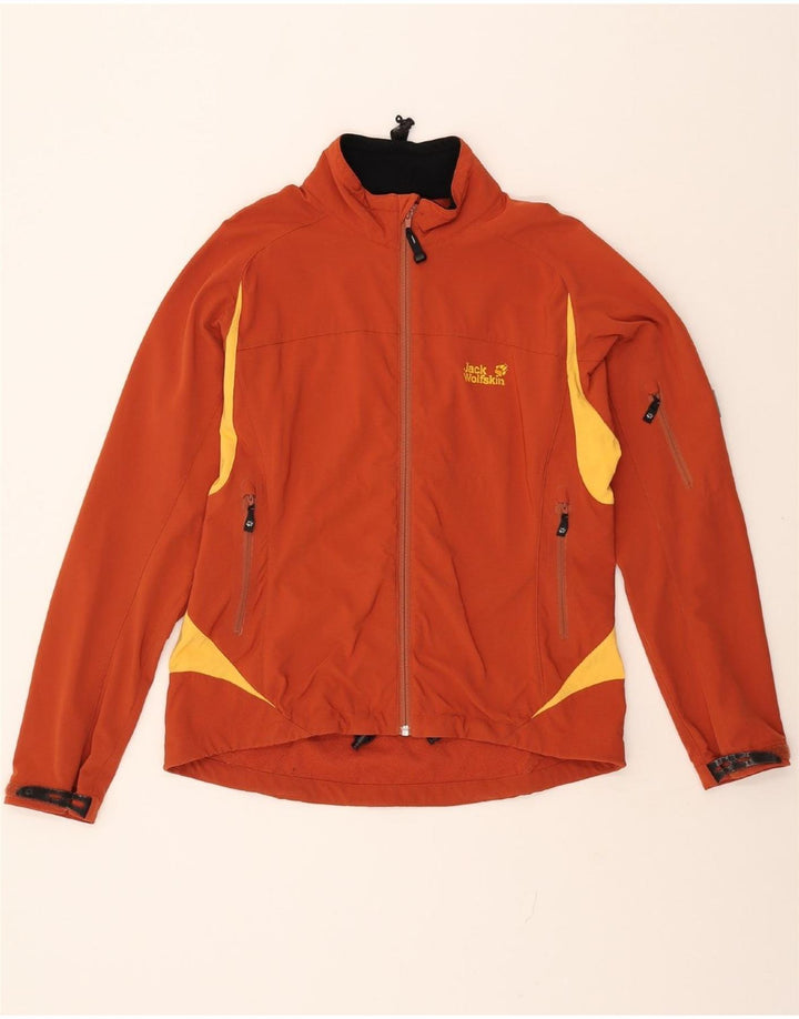 JACK WOLFSKIN Womens Rain Jacket UK 14/16 Large Orange Colourblock Vintage Jack Wolfskin and Second-Hand Jack Wolfskin from Messina Hembry 