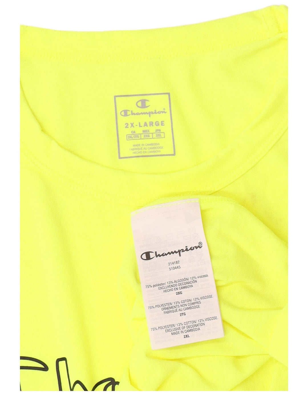Champion Herre Grafisk T-Shirt Top 2XL Gul Polyester