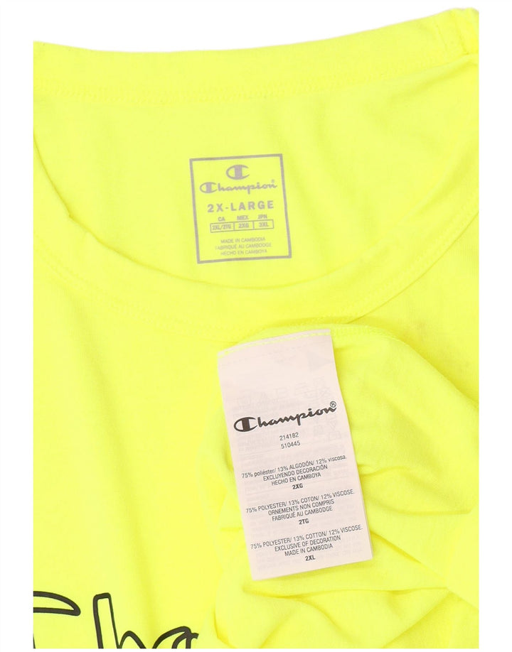 Champion Herre Grafisk T-Shirt Top 2XL Gul Polyester