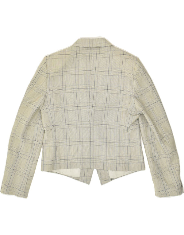 VINTAGE Dame 1-knaps blazerjakke UK 12 Medium Grey Check New Wool