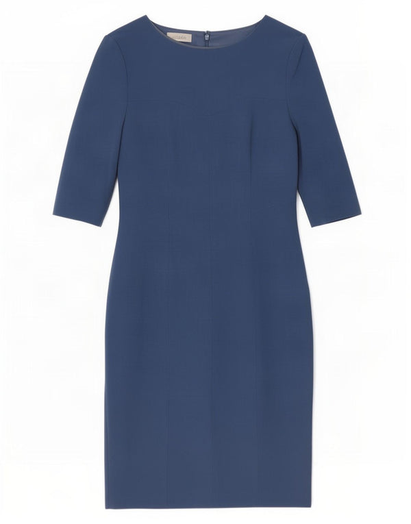 Hobbs Kvinders 3/4-ærmede Skedekjole UK 10 Small Blue Viscose