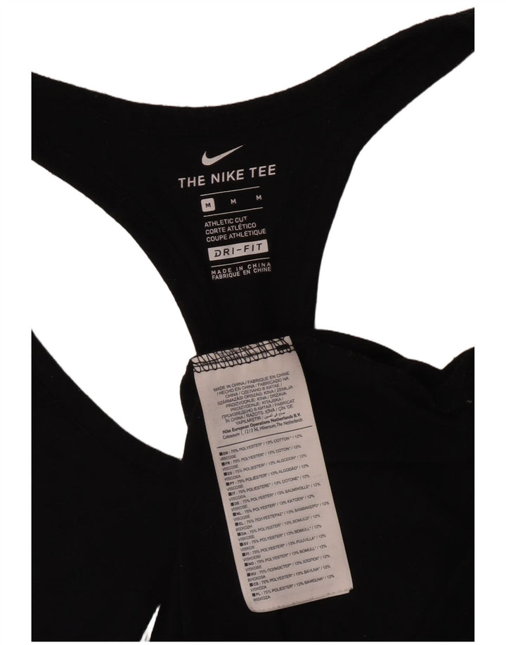 Nike Dame Athletic Cut Grafisk Vest Top UK 12 Medium Sort Polyester