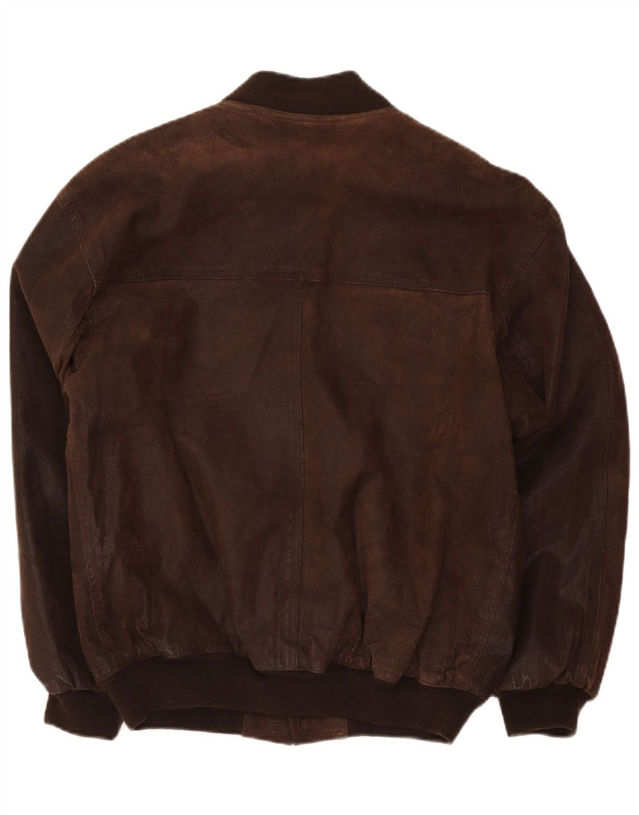 Vintage Herre Bomber Læderjakke IT 48 Medium Brun