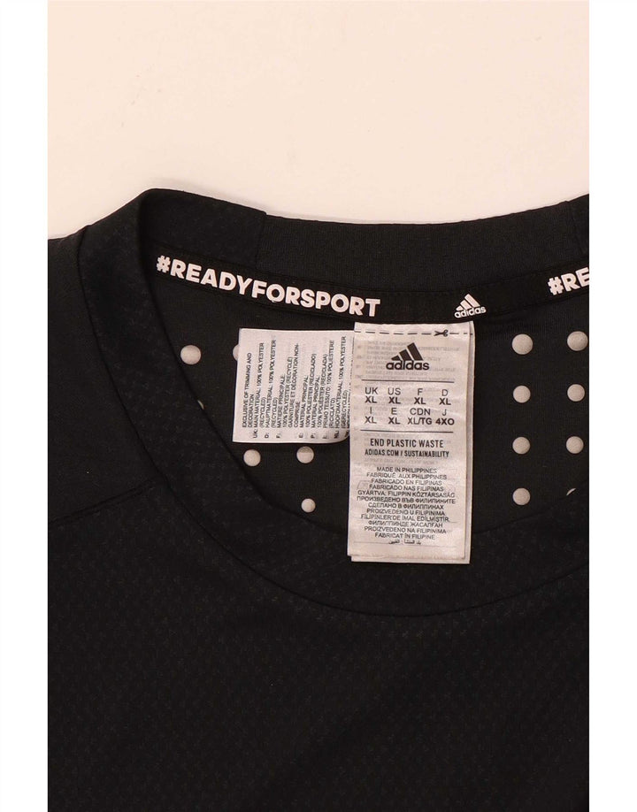 Adidas Herre T-Shirt Top XL Sort Plettet Polyester