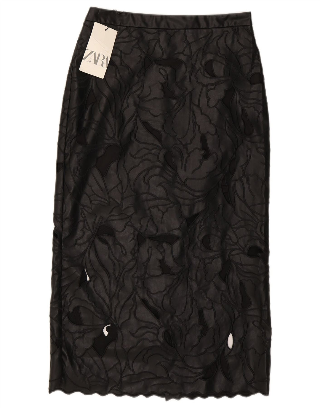 Zara lædernederdel til kvinder Small W26 Sort blomster