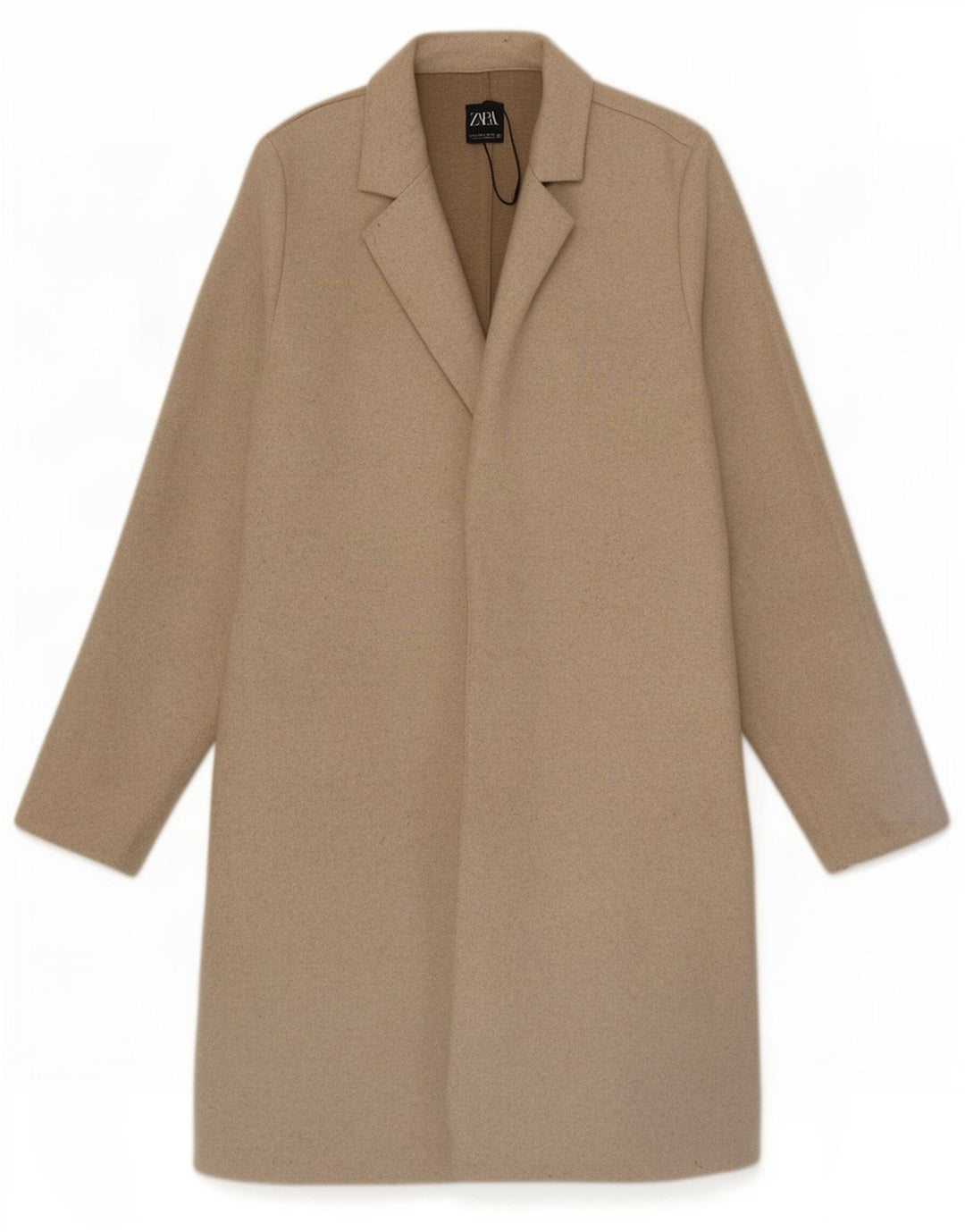 Zara Womens Open Overcoat UK 10 Small Beige Polyester