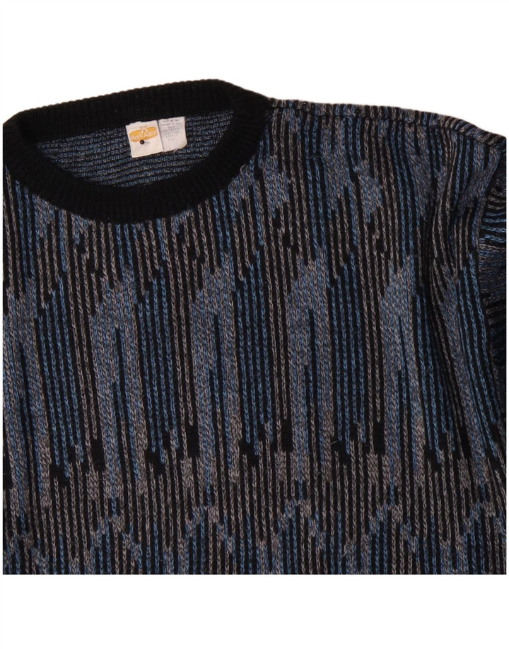 Mark Astor Herre sweater med rund hals XL blå stribet polyakryl
