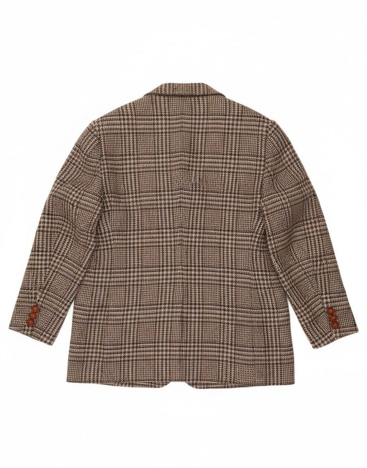 Vintage dame 1-knaps blazerjakke UK 20 2XL brun ternet uld