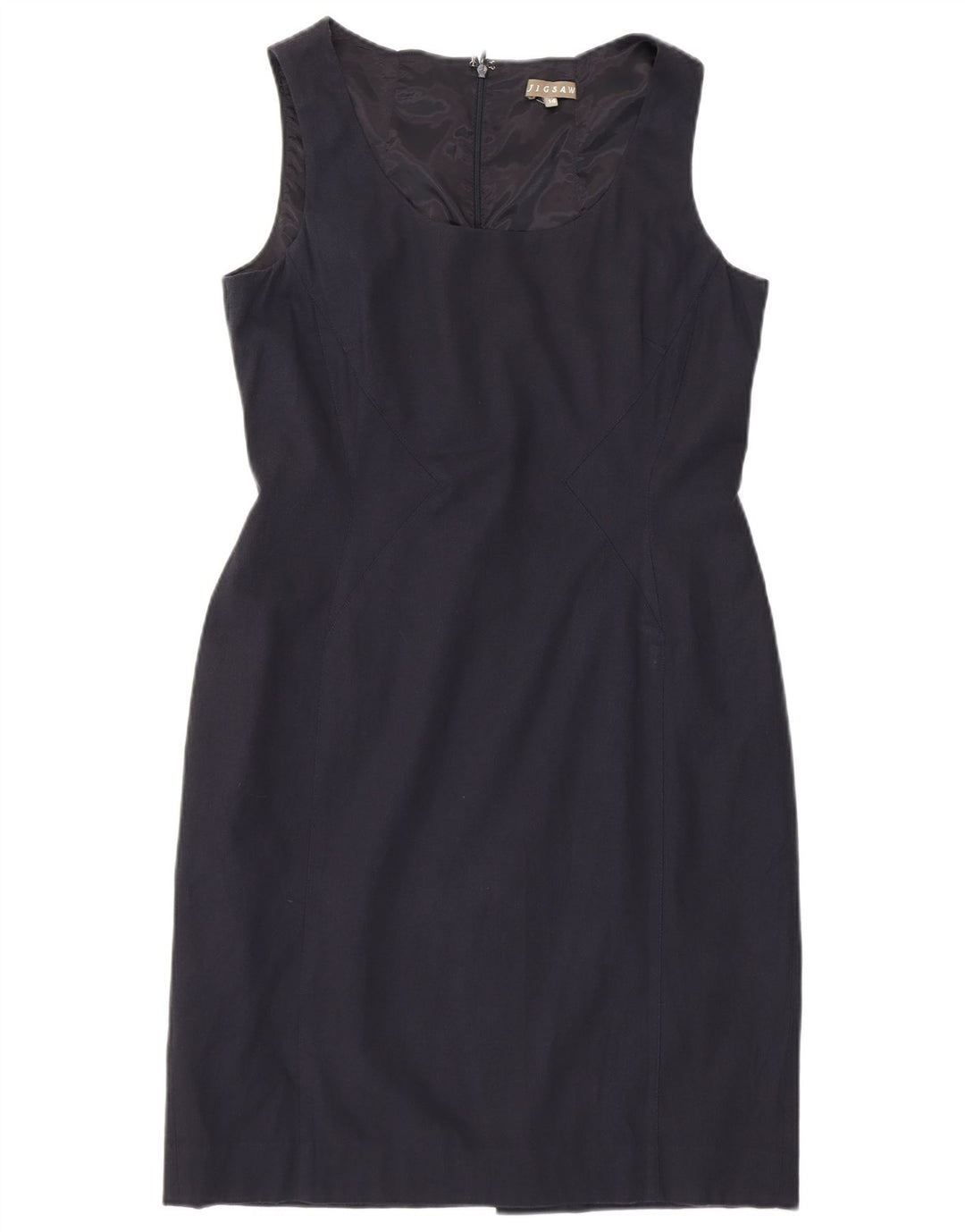 Jigsaw Kvinders Ærmeløs Skede Kjole UK 14 Medium Navy Blue Viscose