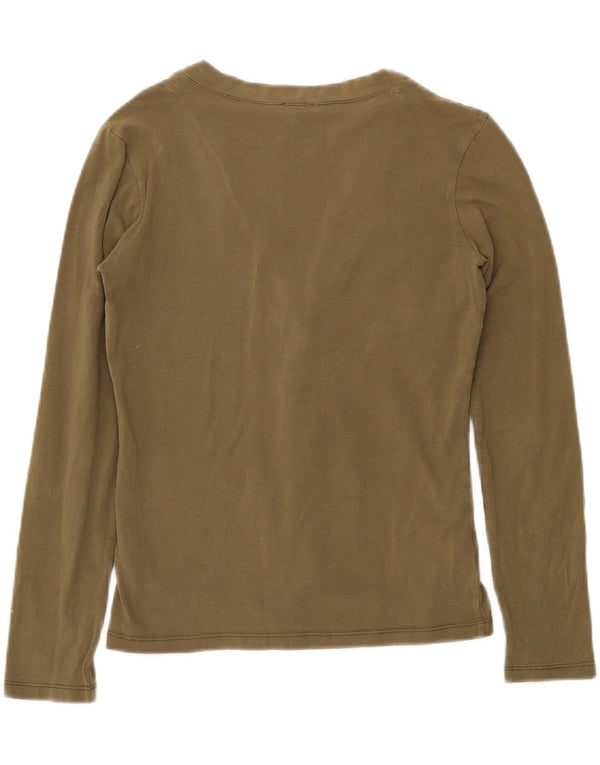 CALVIN KLEIN JEANS Cardigan sweater til kvinder UK 10 Lille Khaki Bomuld