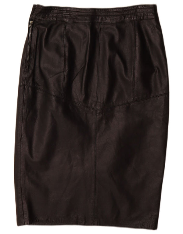 Vintage kvinders læder blyantnederdel W32 Large Black