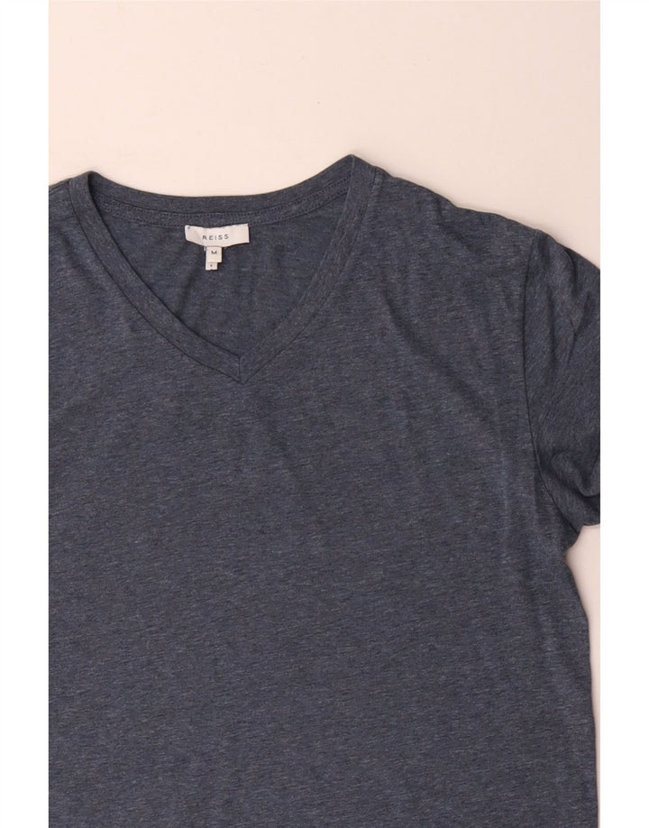 Reiss Herre T-shirt Top Medium Blue Flecked Bomuld