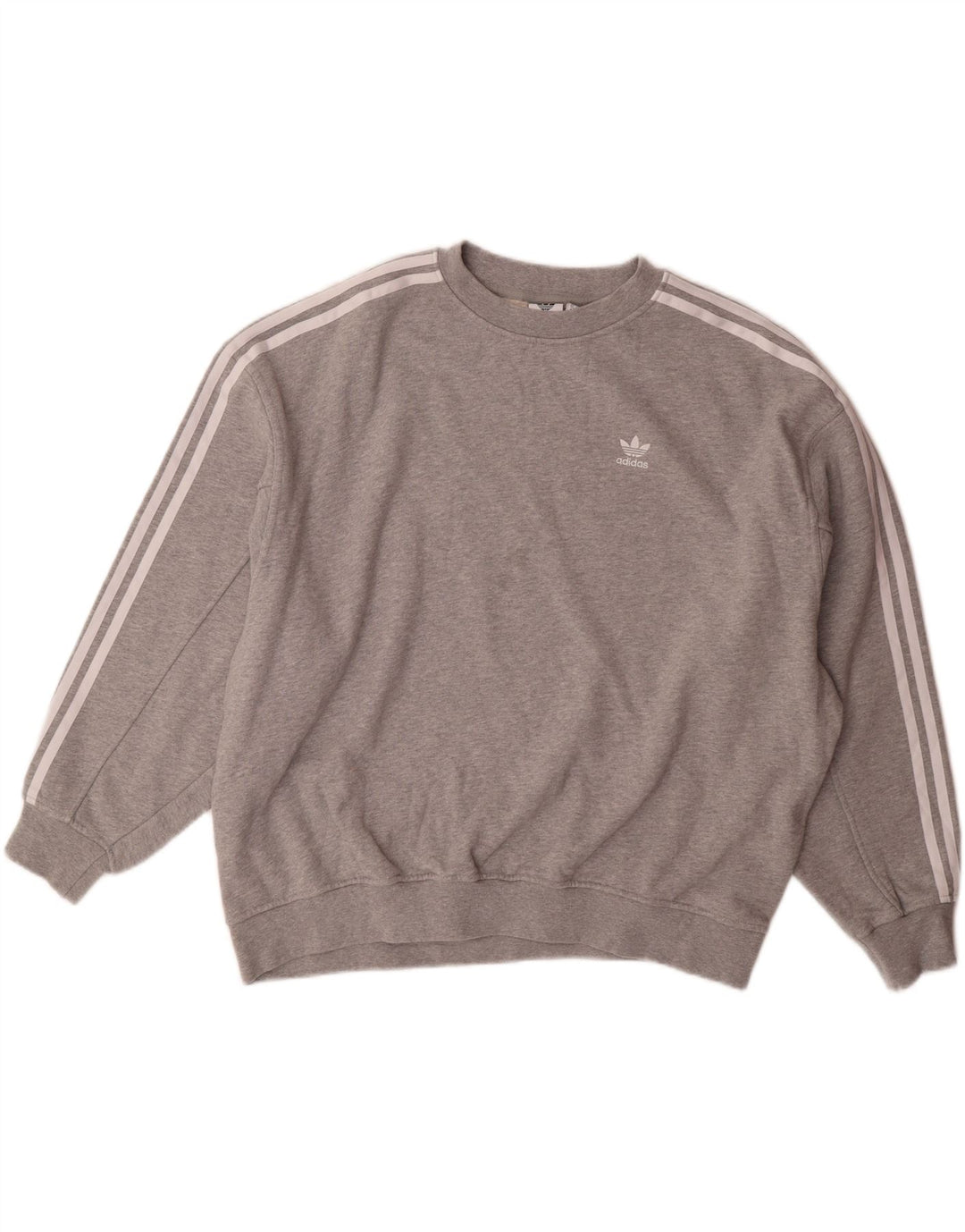 ADIDAS Womens Oversized Sweatshirt Jumper UK 10 Small  Grey Cotton Vintage Adidas and Second-Hand Adidas from Messina Hembry 