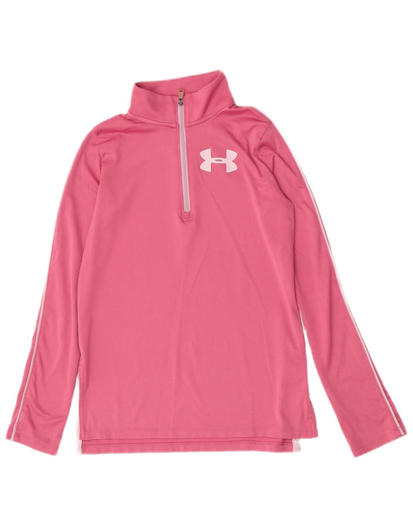 Under Armour Girls Zip Neck Top Langærmet 9-10 år Medium Pink Sports