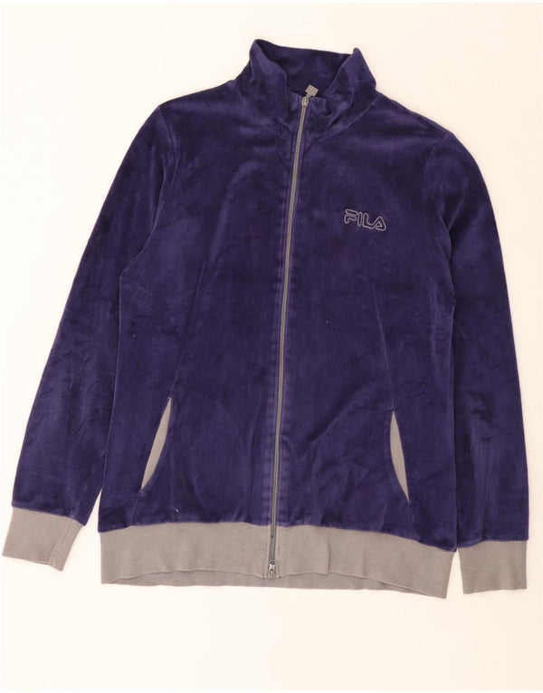 FILA Womens Velvet Tracksuit Top Jacket UK 16 Large Purple