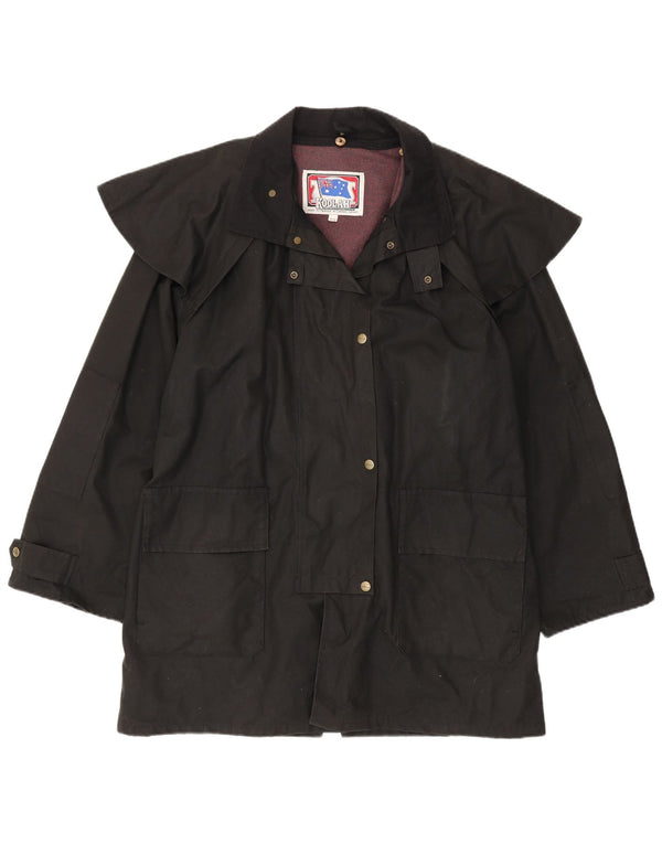 Koolah Womens Oversized voksbehandlet bomuld Capelet Coat UK 14 Medium Black