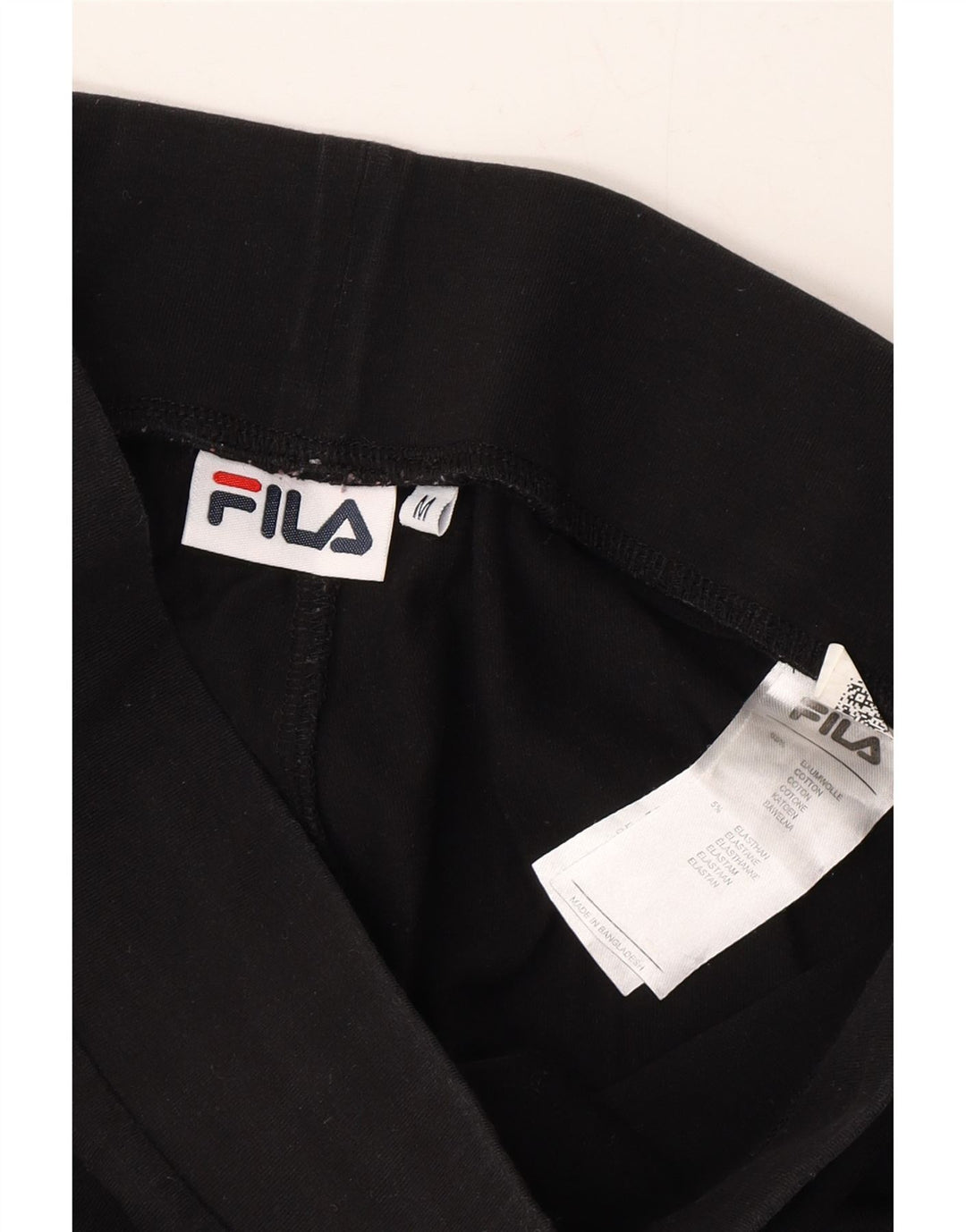 FILA Womens Graphic Leggings UK 12 Medium Black Cotton Vintage Fila and Second-Hand Fila from Messina Hembry 